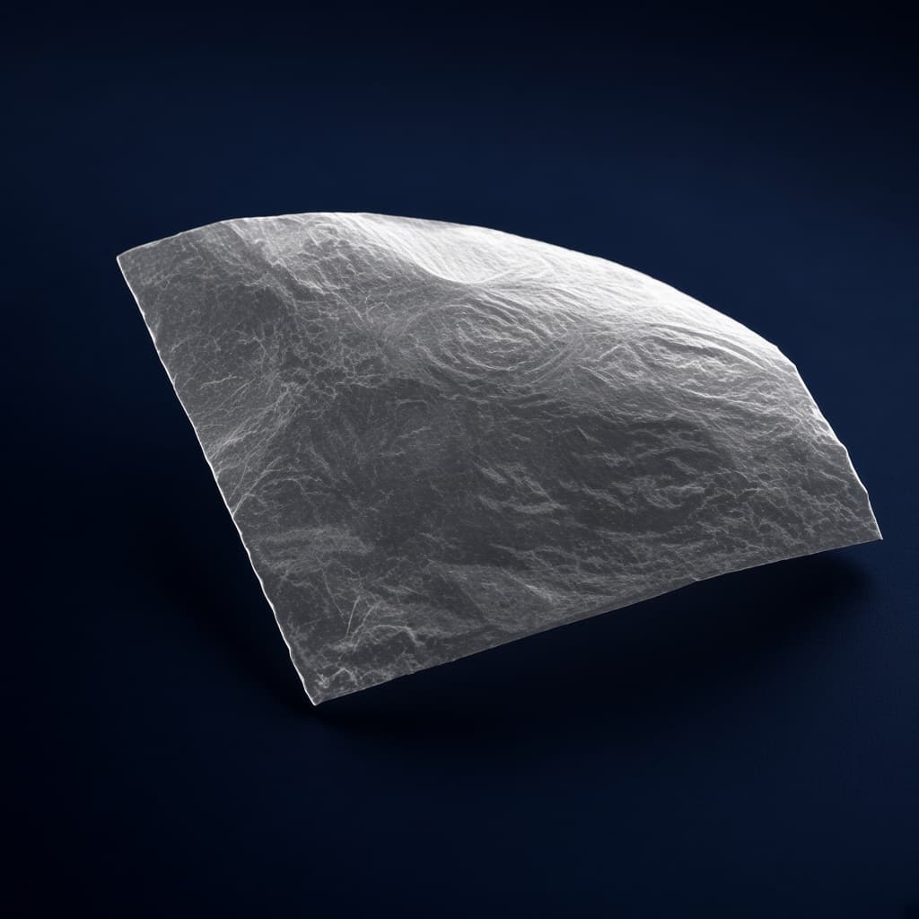 A thin, slightly wrinkled translucent membrane on a navy ground